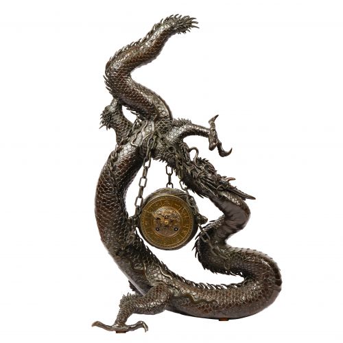 19th Century  Bronze Dragon Table Clock