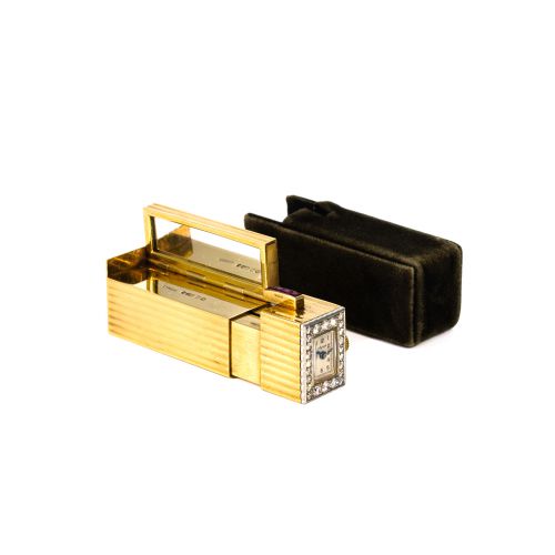 20th Century Gold Lipstick Holder with a Watch
