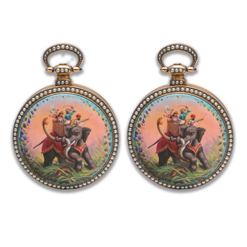 Pair of Chinese Market Pocket Watches (The Serpent Attack)