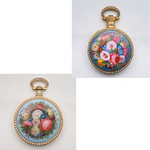 Two Enamel Chinese Market Pocket Watches