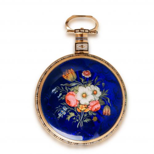 Ilbery Chinese Market Enamel Painting Pocket Watch