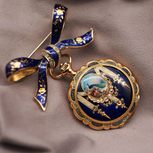 Swiss Enamel Lapel Watch