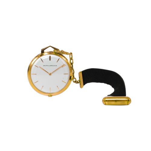Baume Open-face Packet Watch with Satin Chain