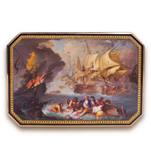 Swiss 18K Gold and Enamel Snuff Box