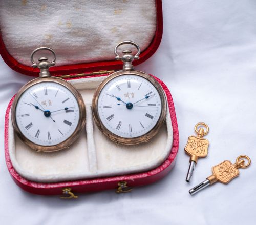 19th Century Pair of Chinese Market Pocket Watches