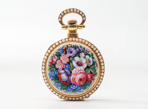 19th Century Chinese Market Painted Enamel  Pocket Watch