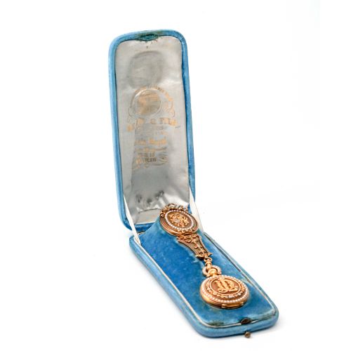 19th Century Tricolored Gold  Pendant Watch with Pearls