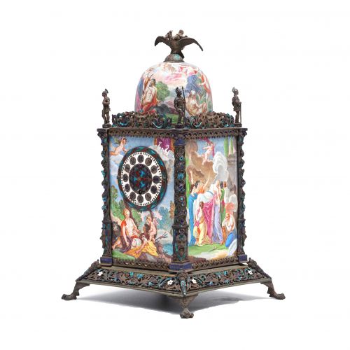 十九世紀奧地利銀雕琺瑯鐘