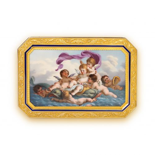 日内瓦金雕琺瑯彩繪鼻煙盒